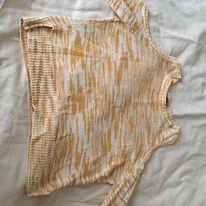 On hold yellow shirt